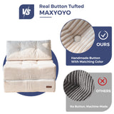 MAXYOYO Folding Sofa Bed, Convertible Sofa Bed with High-Density Support Foam, Portable 4 in 1 Fold Out Chair to Floor Lounger, Versatile Floor Couch for Living Room Bedroom, Beige MAXYOYO