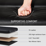 VECELO 44.1" Ottoman with Storage, Storage Ottoman Bench with 2 Gas Spring Lid Supports, PU Leather Upholstery, Solid Wood Legs, Black Shoe Bench for Bedroom, Living Room, Entryway VECELO