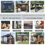 Domi 10' X 10' Hardtop Gazebo, Aluminum Metal Gazebo with Galvanized Steel Double Roof Canopy, Curtain and Netting, Permanent Gazebo Pavilion for domi outdoor living