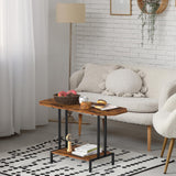 NOVIMANGO Rustic Coffee Table 2-Tier Wood Tea Table Coffee Tables for Living Room Industrial Rectangle Coffee Table for Large or Small Spaces Center Table with Storage Shelf, Brown NOVIMANGO