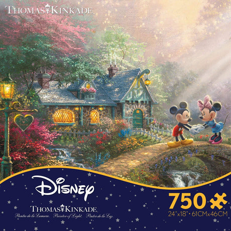 Ceaco - Thomas Kinkade - Disney Dreams Collection - Mickey and Minnie Sweetheart Bridge - 750 Piece Jigsaw Puzzle Ceaco