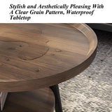 Oval Coffee Table for Living Room,47" Oval Walnut Coffee Table Mid Century Modern 2 Tier for Small Space,D47xw23.6xh15 Hothingwell