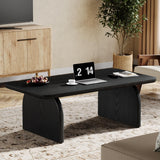 Tribesigns Rectangle Coffee Table, 47-Inch Wood Rectangular Living Room Table, Farmhouse Accent Center Low Cocktail Tea Table with Sturdy Base & Rounded Corners, Easy Assembly (Black) Tribesigns