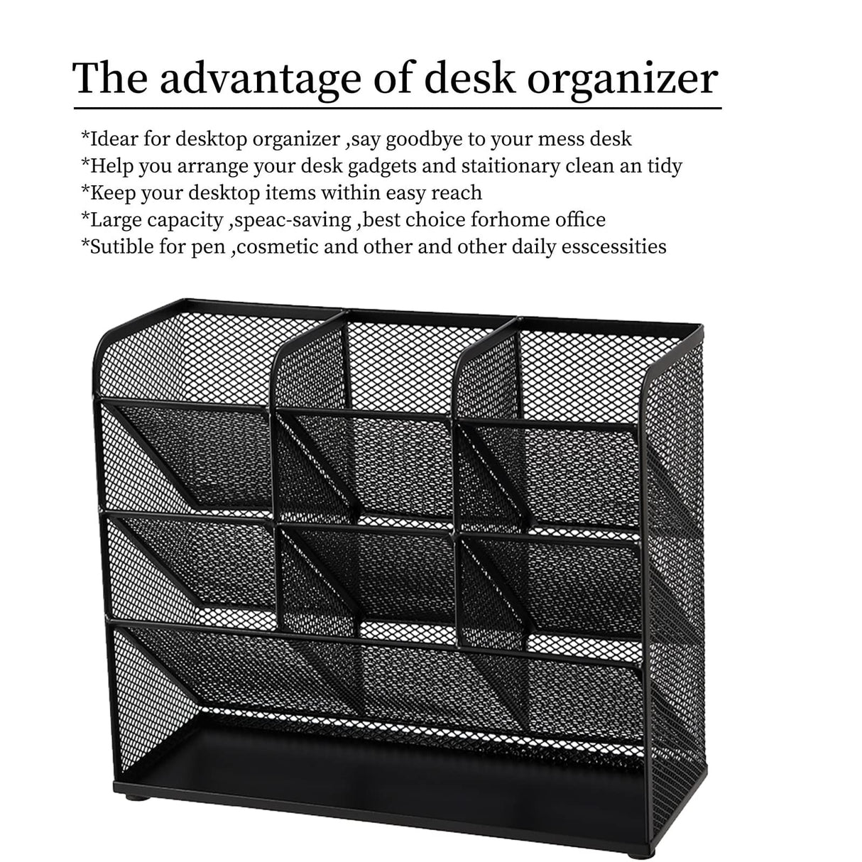 Marbrasse Mesh Desk Organizer, Multi-Functional Pen Holder, Desktop Stationary Organizer, Storage Rack for School Home Office Art Supplies (Mesh Pen Holder) Marbrasse