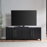 Henn&Hart Rectangular TV Stand for TV's up to 80" in Black Grain, TV Stands for the Living Room Henn&Hart