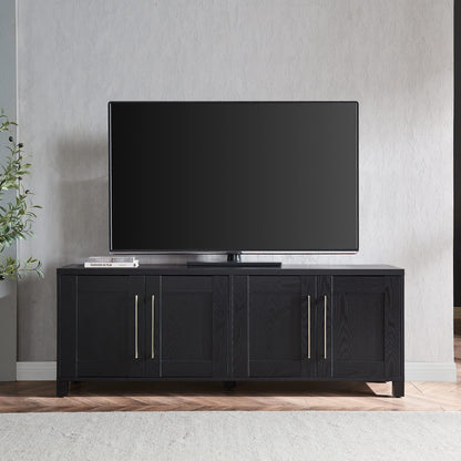 Henn&Hart Rectangular TV Stand for TV's up to 80" in Black Grain, TV Stands for the Living Room