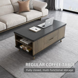 Guyii 38.97" Lift-Top Coffee Table with 4 Stools, 3-in-1 Multi-Functional Center Table, Expandable Dining Table for Living Room, Lift Tabletop Coffee Table with Hidden Storage Compartment, Grey Guyii
