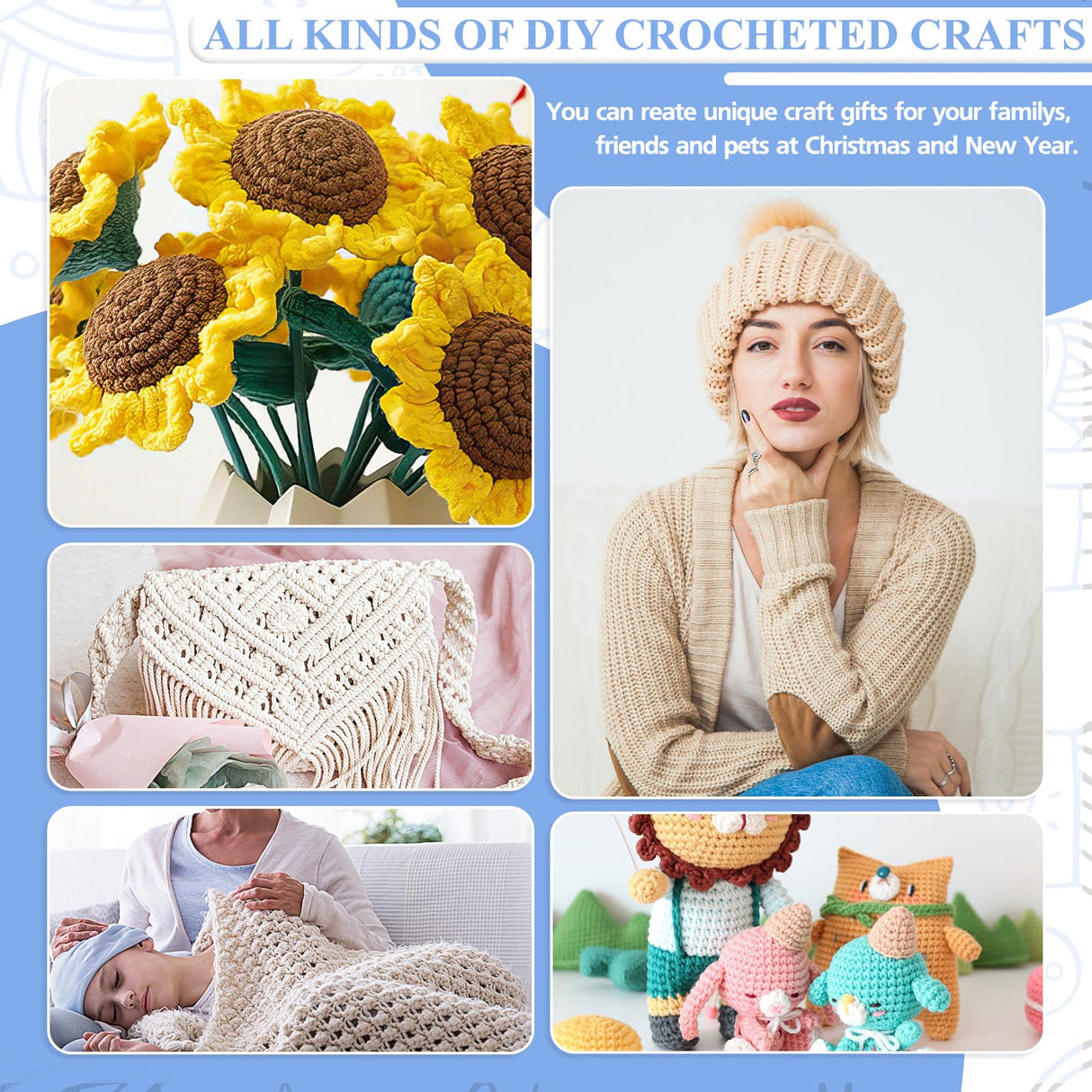 Coopay Crochet Set for Beginners - Ergonomic Soft Grip Metal Crochet Hooks (2mm-6mm) & 19PCS Needles Set with Stitch Markers - Perfect for Arthritic Hands Coopay