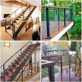 Sidasu 36" Corner Post L-Drilled Cable Railing Post with Fixed Top Mount - Stainless Steel, Black Finish Sidasu