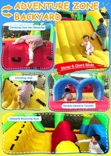 Whubefy Inflatable Bounce House Obstacle Course for Big Kids 3-6 8-12 with Large Slide, Racing Crawl Tunnels, Giant Bouncy Castle with 680W Blower for Backyard Outdoor 18.0x8.2x6.6 ft Whubefy