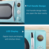 Galanz GLCMKA07BER-07 Retro Microwave Oven, LED Lighting, Pull Handle Design, Child Lock, Bebop Blue, 0.7 cu ft Galanz