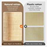 XIAO WEI Set of 2 Buffet Sideboard with Handmade Natural Rattan Doors, Rattan Cabinet Storage Cabinet Console Table Accent Cabinet, for Dining Room, Living Room, Kitchen, Natural XIAO WEI