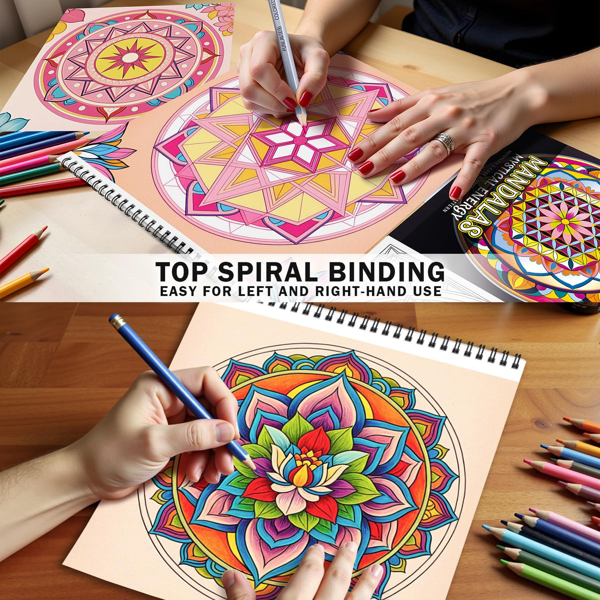 FUN LAVIE Adult Coloring Book 32 Sacred Geometry Mandala Coloring Books for Adults Relaxation and Stress Relief, Featuring Flower of Life, Metatron's Cube & Mindfulness Orgonite Patterns, Spiral Bound FUN LAVIE