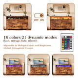 LIKIMIO 6 Drawer 59" Dresser with LED and Power Strip, Dressers & Chests of Drawers with Storage Cabinet for Bedroom, Rustic Brown LIKIMIO