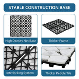 SUNWINGS 4PCS Natural Stone Interlocking Deck Tiles 12"x12" Pebble Waterproof Patio Deck, Outdoor Indoor Floor Decking Tiles for Porch Poolside Balcony Backyard, Carrara White sunwings