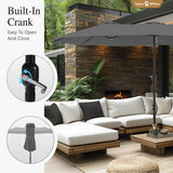 Sophia & William 15 ft Extra Large Patio Umbrella with Base Included, Rectangular Outdoor Umbrella Heavy Duty, Market Umbrella Double-sided Fade Resistant for Pool Garden Backyard, Smoky Gray Sophia & William