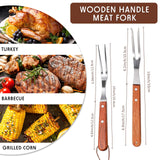 Meat Forks with Rosewood Handle and Stainless Steel Carving Fork Barbecue Fork for Christmas Kitchen Roast (2 Pieces,13 Inch, 10 Inch) Honoson