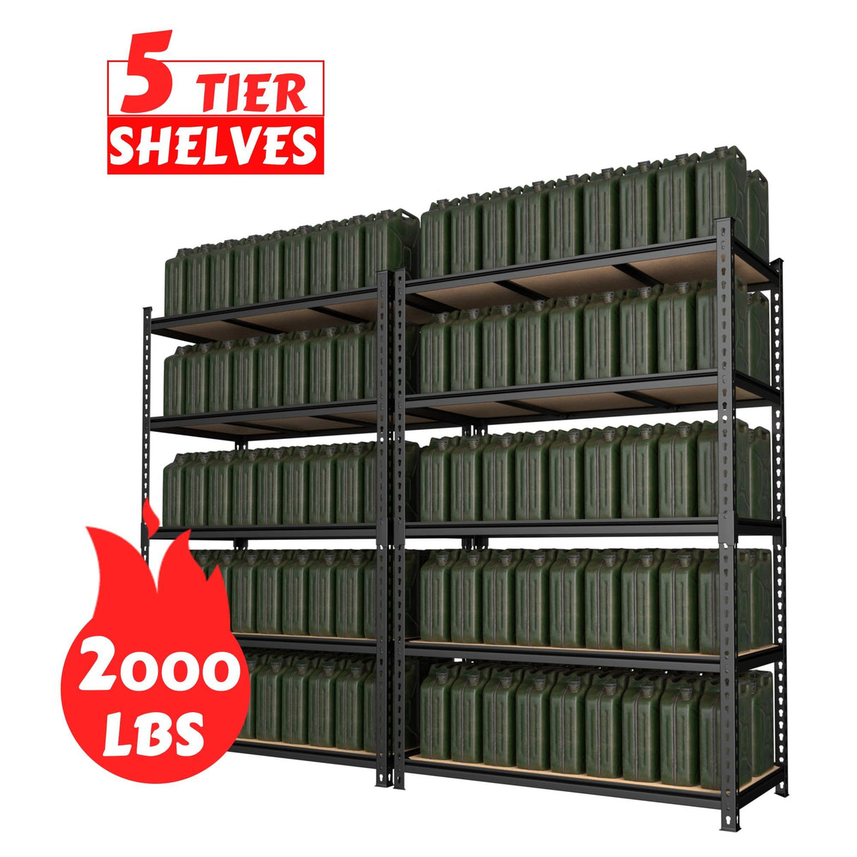 MUPATER 48" W x 24" D x 72" H Metal Storage Shelves, 5 Tier Shelves and Adjustable Shelves, Garage Shelving Unit, Standing Utility Shelf Racks for Pantry Warehouse Kitchen MUPATER