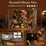 DIY Book Nook Kit, Miniature Dollhouse Booknook Kit, 3D Wooden Puzzle Bookend Bookshelf Insert Decor with LED Light for Teens and Adults (Beyond Library Max) CCCDF