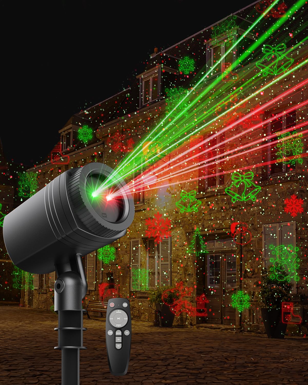 Enjoyedled Christmas Projector Lights Outdoor, 9 High-Definition Patte ...