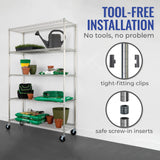 SafeRacks NSF Certified Storage Shelves, Zinc, Heavy Duty Steel Wire Shelving Unit with Wheels and Adjustable Feet, Garage or Bakers Rack Kitchen Shelving, Pantry Shelf - (18"x48"x72" 5-Tier) SafeRacks