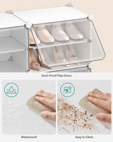 SONGMICS Shoe Rack Organizer, 4-Tier Shoe Storage Cabinet for Closet and Entryway, Holds 16 Pairs of Shoes, Adjustable, White ULPC032W01 SONGMICS