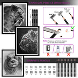 HIFORNY 28 PCS Sketching Drawing Pencil Set,Sketch Pencils Art Supplies with Graphite,Charcoal,Blending Tools,Accessories,Drawing Kit for Adults Artists in Canvas Roll Up Case HIFORNY