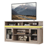 WLIVE TV Stand up to 65 Inch TV, 59" Entertainment Center with LED, Tall Farmhouse TV Media Console with Storage Cabinets for Living Room and Bedroom, Grey WLIVE