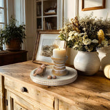 Pillar Candle Holder, Farmhouse Wood Candle Holder, Rustic Wooden Candle Stand, Vintage Small Wooden Candlestick Holders for Living Room, Table Centerpiece, Brown CEDARLUX