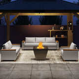 LUXOAK Patio Furniture Set, 6 Piece Wicker Patio Conversation Set with Wide Solid Wood Armrest, All Weather Outdoor Sectional Furniture with Wood Legs for Backyards, Porch, Poolside, Garden, Balcony LUXOAK