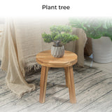 ARROWSTONE Round Stool Acacia Wood, 12" Height, 11" Round Top, Backless, Easy Assembly, Natural Wax Finish, Wooden Stool for Plant, Dining Room, Living Room, Garden, Makeup ARROWSTONE