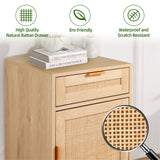 STHOUYN Nightstand Set of 2 with Drawers, Boho Night Stands Set of 2, Bed Side Tables Bedroom Set of 2, Oak Rattan Nightstand End Tables Small Space (Natural Rattan) STHOUYN