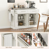 HOMCOM Rolling Island with Wheels for Kitchen, Portable Kitchen Island with Stainless Steel Top, Adjustable Shelves, 2 Drawers, Spice, Knife and Towel Rack, Cream White HOMCOM