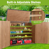 Joyqinchen Outdoor Storage Shed with Strong Metal Frame, Wooden Garden Sheds with Adjustable Shelves and Removable Floor, Weatherproof Outdoor Trash Can Shed, Horizontal Storage Cabinet for Patio Joyqinchen