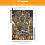 KEYIFA Diamond Art Kits for Adults, DIY Diamond Painting Buddha, Round Full Drill, 5D Lotus Flower Diamonds Dots Mosaic Painting, Gem Arts Craft for Home Wall Decor Gifts, 30x40cm KEYIFA