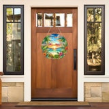 JJFox Diamond Art Hanging Kit for Adult,Special Shaped Rhinestone,Double Sided DIY Acrylic 5D Diamond Art Painting Window Pendants Home Garden Wall Hanging Kits Hanging Ornament (Summer Beach) JJFox