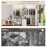 secilix Closet System, 5FT-8FT Closet Organizer System with 4 Expandable Hanging Rods and Moveable Shelves, 99" Walk in Closet System with 3 Wooden Drawers, Custom Built in Closet, Wall Mount (White) secilix