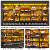 Upgrade Metal Wine Rack Wall Mounted With LED Light Modern,Bar Floating Wall Shelves Iron,Large Wall Mounted Wine Rack Metal For Bar Counter,Floating Shelf,Bar Shelves For Liquor Bottles For Kitchen(G LIHDNGXM