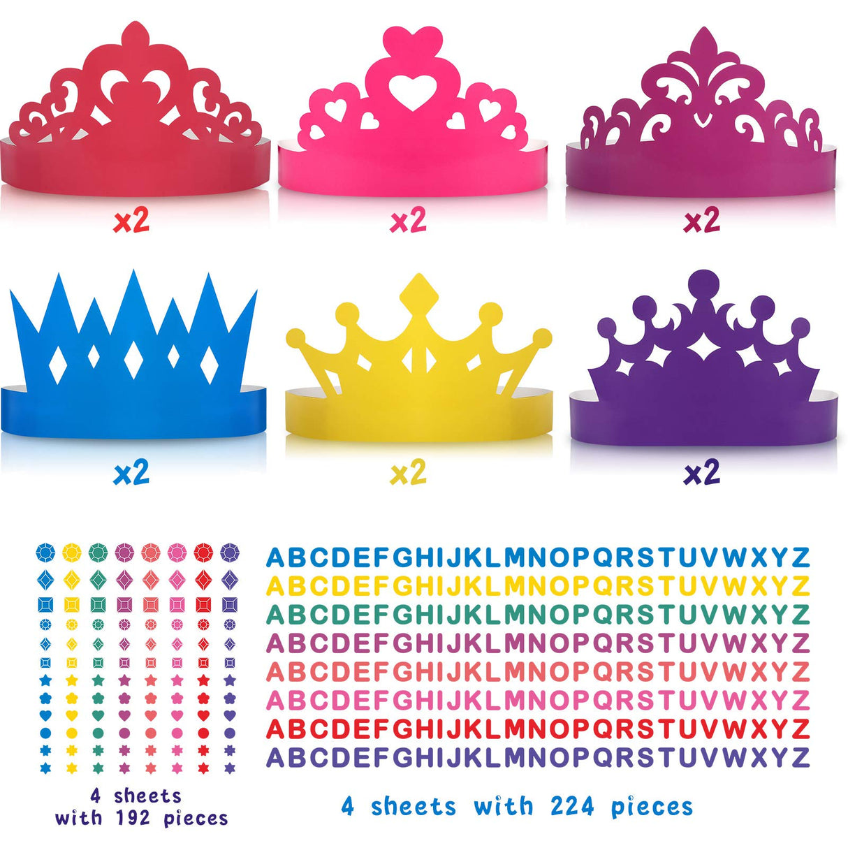 Outus Princess Prince Crown Tiara Craft Kits Paper Party Crown Hats DIY Birthday Party Decoration Favor Supplies for Adults Outus