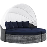 Modway Summon Outdoor Patio Daybed with Canopy and Sunbrella Cushions in Canvas Navy Modway