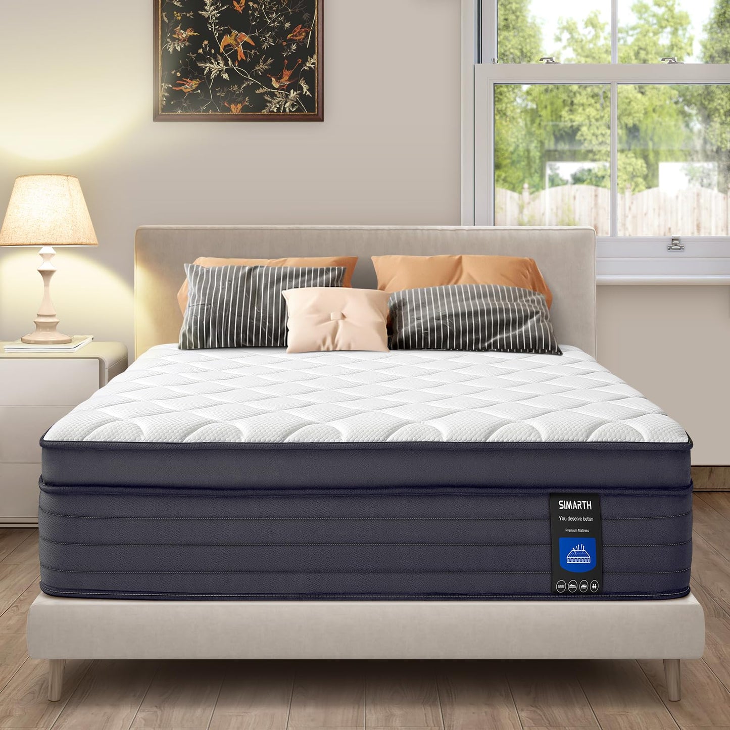 SIMARTH King Size Mattress - 12 Inch Hybrid King Size Mattress in a Box, Upgrade Strengthen, Gel Memory Foam King Matress with Motion Isolation, Strong Edge Support and Pocket Springs, Medium