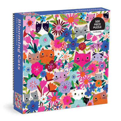 Mudpuppy Blooming Cats – 500 Piece Family Jigsaw Puzzle with Colorful and Fun Illustrations of Floral Themed Cats for Children Ages 8 and Up