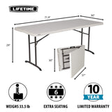 Lifetime Commercial Fold-in-Half Table, 6-Foot, Almond Lifetime
