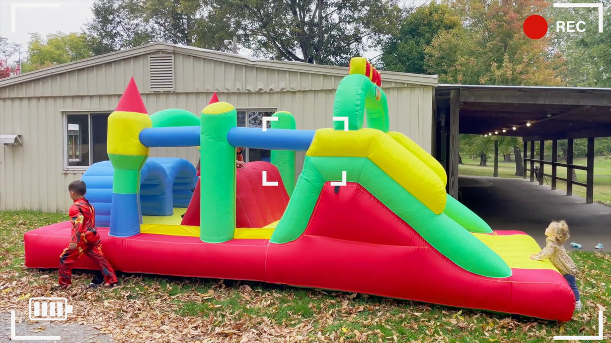 Whubefy 18x8.2FT Large Bounce House for Big Kids 8-12, Blow up Inflatable Obstacle Course with Slide Tunnels Jump Castle Bouncer 680W Blower, Outdoor Playhouse Bouncy House Birthday Gift for Kids 3-6 Whubefy