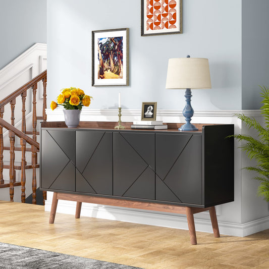 Tribesigns Sideboard Buffet Cabinet with Storage 55" Kitchen Sideboard Cabinet, Wood Coffee Bar Cabinet with Doors, Accent Sideboard Cabinet, Console Table Cabinet for Dining Room Living Room - WoodArtSupply