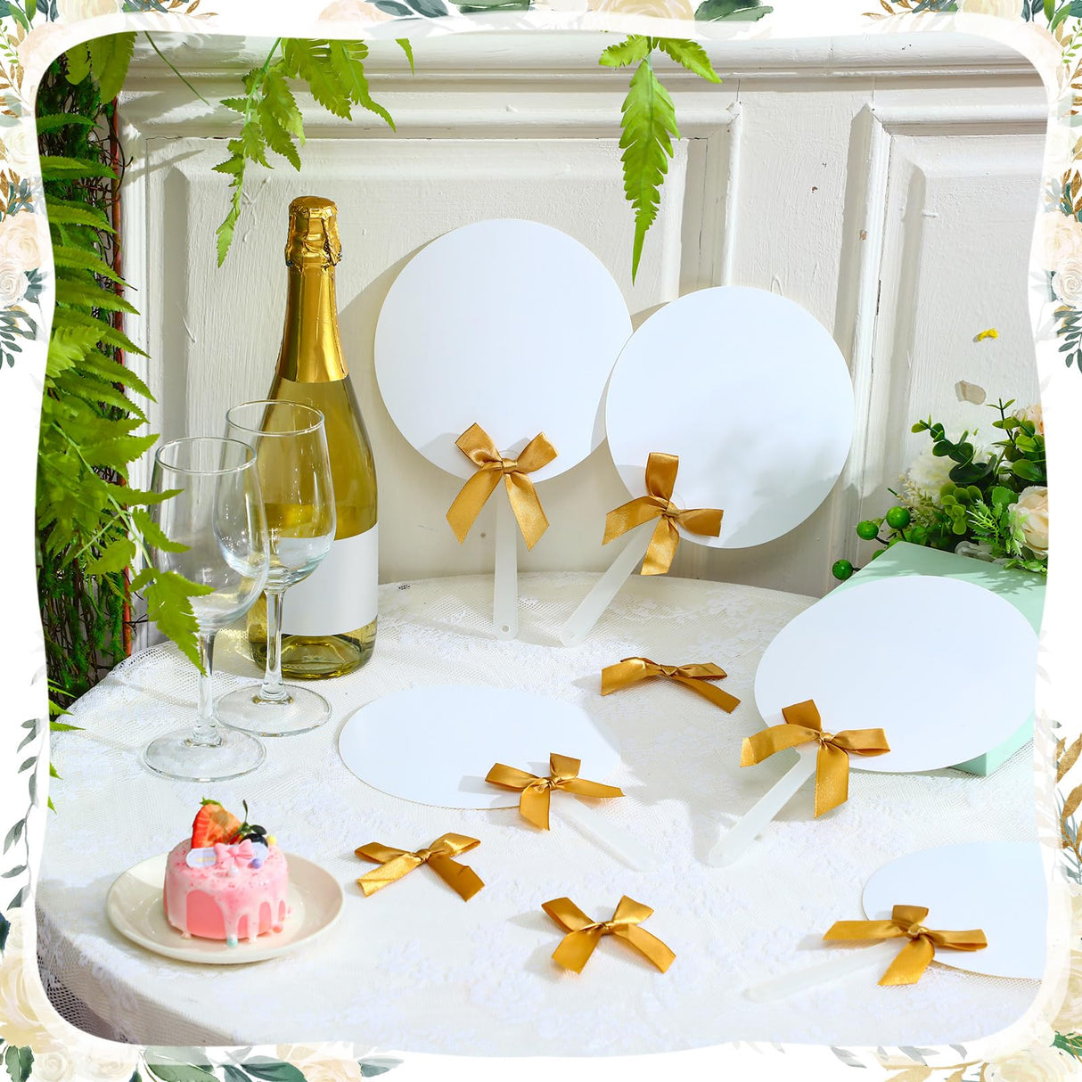 Vercraft 50 Pcs Sublimation Blank Fans Bulk DIY Double-Sided Fan Church Wedding Fans Gift Handheld Hand Parlor Fans Christian Cardboard Fans for DIY Craft Wedding Church Gift Supplies(Round) Vercraft