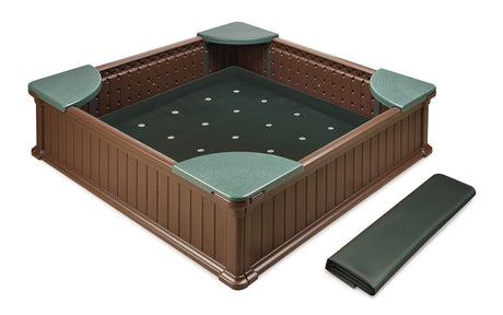 Badger Basket Woodland 2-in-1 Kids Outdoor Sandbox or Garden and Vegetable Planter, Outdoor Play Equipment - Brown/Green Badger Basket