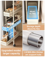 UMDONX Slim Storage Cart 4 Tier with Pull Out Basket Bathroom Organizer Rolling cart, Rolling Utility Cart Slide Out Organizer for Kitchen, Bathroom, Laundry White UMDONX