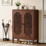 Tribesigns Shoe Cabinet with Doors, 5-Tier Shoe Storage Cabinet with Adjustable Shelves, 20 Pairs Wooden Shoe Rack Organizer, Narrow Shoe Cabinet for Entryway, Hallway, Living Room, Walnut Tribesigns