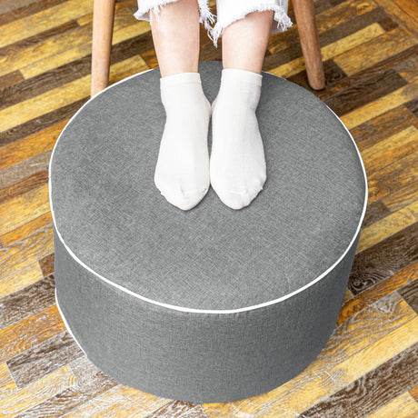 AbunHeri Outdoor Ottoman Outdoor Ottomans for Patio 19x12 Inches Modern Lightweight Foam Stuffed Pouf Outdoor Footstool Footrest Foot Stool Waterproof (Gray) AbunHeri